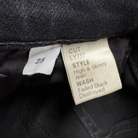 REFORMATION High & Skinny Jean Faded Black Destroyed 23 - Picture 9 of 9